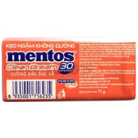 تصویر قرص خوشبو کننده دهان رژیمی منتوس با طعم هلو 35 گرمی Mentos Clean Breath Peach Sugar Free 