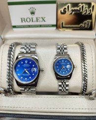 تصویر ست ساعت رولکس صفحه ابی دستبند و حلقه گارانتی ارسال رایگان ا Rolex Rolex