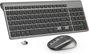 J JOYACCESS Rechargeable Wireless Keyboard Mouse-2.4G Full Size Thin  Wireless Keyboard and Mouse with Long Battery Life, Ergonomic and Compact  Design