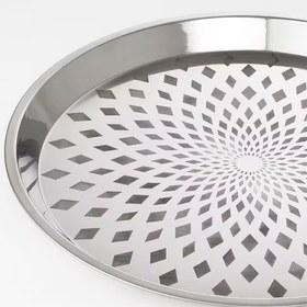 تصویر سینی سرو فلزی ایکیا رنگ نقره ای مدل IKEA GOKVÄLLÅ IKEA GOKVÄLLÅ Serving tray metal silver-colour 36 cm