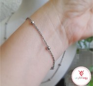 تصویر دستبند زنجیر توپی ظریف نقره ای 