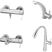 تصویر ست شیرآلات قهرمان مدل ارکیده - کروم Ghahraman Set Faucet Orchid Model