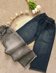 تصویر شلوارجین بگ دخترانه نگین دار 