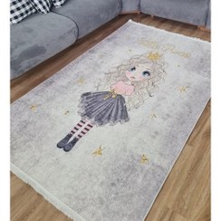 تصویر فرشینه | فرش چاپی برند حسن نیا کودک دخترانه مخمل تُرک ضد پرز و ضد حساسیت کد C127 (پس کرایه) - سایز: 1 در 1.5 متر (1/5 متری) 