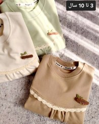 تصویر بلوز تک دورس یقه چین دار و سرشانه گیپور دخترونه کد 536 - ن Girls' guipure off-shoulder blouse