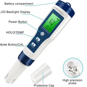تصویر پی اچ سنج قلمی پنج کاره 