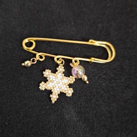 تصویر گل سینه پیکسلی طرح دونه برف 