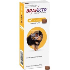 تصویر قرص ضد کک و کنه سگ براوکتو - Bravecto (2 تا 4.5 کیلو) Bravecto Flea and Tick Chew for Dogs 4.4-9.9 lbs (2-4.5 kg) - Yellow 1 Chew