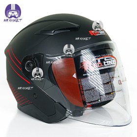 تصویر کلاه کاسکت بدون فک ردلاین مدل 956 مشکی قرمز B-red Redline helmet without chin model 956 black red B-red