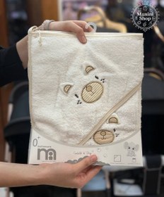 تصویر حوله تک دورپیچ به همراه لیف برند Mother care - پرنسس 