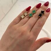 تصویر گوشواره میخی ونکلیف استیل رنگ مشکی 