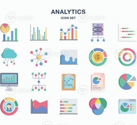 تصویر مجموعه آیکون نمودار و تجزیه و تحلیل داده ها را دانلود کنید 