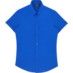 تصویر پیراهن آستین کوتاه مردانه کلاسیک ساده آبی مدل S311 