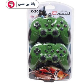 تصویر دسته بازی دوبل شوکدار سیمی EXCEL X-206 EXCEL X-206 Dual Shock Gaming Controller