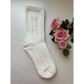 تصویر جوراب ساق بلند نخی زنانه مدل گندمی بسته ی 6 عددی Women Wheat model Socks (6 Pack)