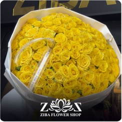 تصویر دسته گل رز مینیاتوری زرد ۱۰۰ شاخه‌ای 