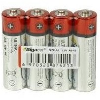 تصویر پک 4 عددی باتری قلمی گیگاسل سایز AA مدل R6 1.5V برند Gigacell 