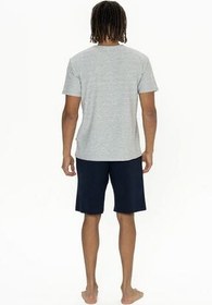 تصویر ست پیژامه خاکستری مردانه U.S POLO ASSN. مجموعه لباس خواب دوچرخه سواری آستین کوتاه U.S. Polo Assn. 