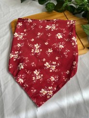 تصویر دستمال سر گل ریز زرشکی زینوان 
