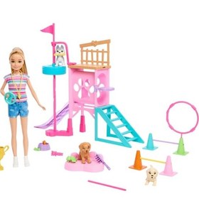 تصویر ست بازی باربی و استیسی: زمین بازی توله‌سگ با عروسک برند barbie Barbie & Stacie To The Rescue Puppy Playground Playset with Doll