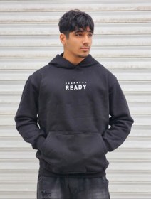 تصویر هودی 3 نخ قواره باکسی مشکی 