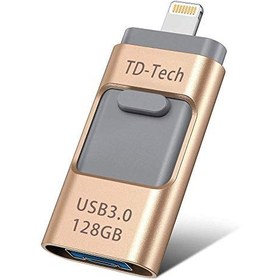 تصویر فلش درایو Premium Mini USB 3.0 ، 3 در 1 USB حافظه افزودنی U-Disk OTG USB Memory Stick سازگار با iPhone 6 7 8 X XR XS Max 11 Pro Max Android سامسونگ ، رایانه های لوحی PCB MacBook (256 GB ، طلایی) 