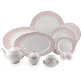 تصویر سرویس چینی زرین 12 نفره کامل کلارا گلبهی (74 پارچه) Zarin Iran ItaliaF Clara-Peach 74 Pcs Porcelain Dinnerware-Set