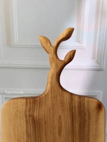 تصویر تخته گوشت چوبی طرح برگ 