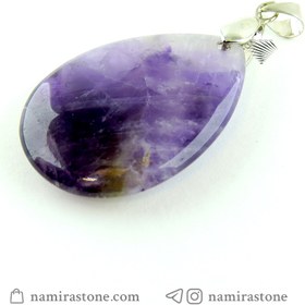 تصویر گردن آویز آمیتیست Amethyst سنگ طبیعی اصل (طرح اشک) 