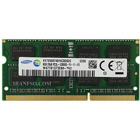 تصویر رم لپ تاپ 8 گیگ سامسونگ DDR3-PC3L 1600-12800 MHZ 1.35V یکسال گارانتی-با پک 