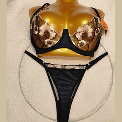 تصویر ست گیپوری فنر دار مشکی طلایی 