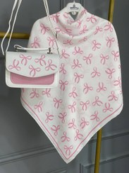 تصویر ست کیف و روسری پاپیون دخترانه سفید صورتی (B2_mini) 