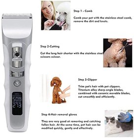 تصویر ماشین اصلاح بیصدا و پر قدرت حیوانات خانگی(سگ و گربه) همراه با ست اصلاح JAKEMY JAKEMY Low Noise Pet Dog Hair Clippers Rechargeable Dog Trimmer Cordless Pet Grooming Tool with