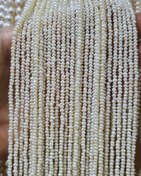 تصویر مرواریدپرورشی مدل باروک (دفرمه) کیفیت عالی شاین بالا سایز۳_۴میلیمتر طول ریسه ۳۶ سانت 