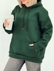 تصویر هودی زنانه دورس تو کرکی سایز فری سبز تیره 