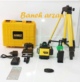 تصویر تراز لیزری 4 بعدی نور سبز دیوالت 16 لاین پایه دار 360 درجه Dewalt four-dimensional laser level 