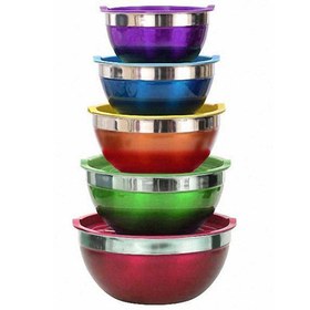 تصویر کاسه استیل یونیک بسته ۲۰ عددی رنگی 