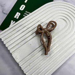 تصویر گیره مو طرح پاپیون براق کد 2020 - زرد کره ای 