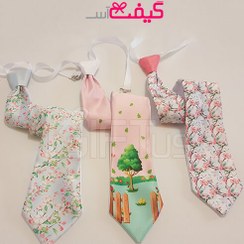 تصویر کروات نوجوان تم بهاری شکوفه صورتی 