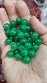 تصویر مهره سنگ جید سبز ۱۰میل اصل طبیعی سوراخ دار 