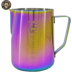 تصویر پیچر مدرج 1 لیتری استیل هفت‌رنگ مناسب برای قهوه و کافی‌شاپ | فیدارکافی 