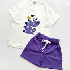 تصویر ست تیشرت و شلوارک اسپرت زنانه دایناسور 