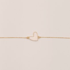 تصویر دستبند طلا ۱۸ عیار قلب مینا کاری سفید کد ۴۰۰۵ 