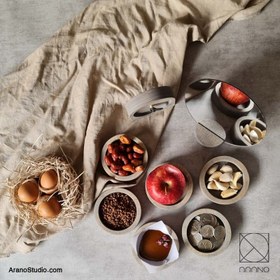 تصویر ظروف چوبی هفت سین مدل دایره 