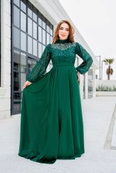 تصویر لباس مجلسی زنانه ماکسی برلیان سایز ۳۸ تا ۵۲ رنگ مشکی و سبز 