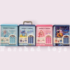 تصویر اسباب بازی قلک مدل گاو صندق رمز دار اثرانگشتی موزیکال وارداتی در 8 طرح آیتم 3015 - کرومی 