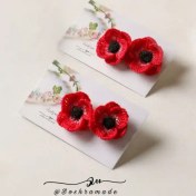 تصویر گوشواره گل شقایق قرمز کد A5137 