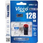 تصویر رم میکرو microSDXC ویکومن مدل Final 633x کلاس 10 استاندارد UHS-I U3 A2 V30 سرعت 100MBs ظرفیت 128 گیگابایت به همراه مبدل میکرو به USB 