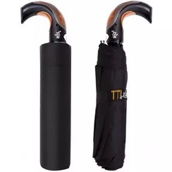 تصویر چتر اتومات دسته عصایی مشکی کد 80060 