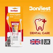 تصویر ست مسواک و خمیر دندان گربه بونست با طعم پنیر Bonnest Dental Hygiene Kit With Cheese Flavor